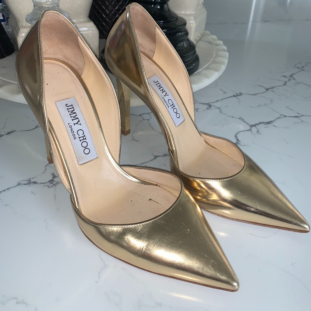 Jimmy Choo Gold Pumps